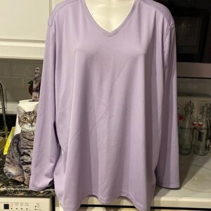 M Reel Legends casual solid purple long sleeve stretch plus size top 3X. EUC